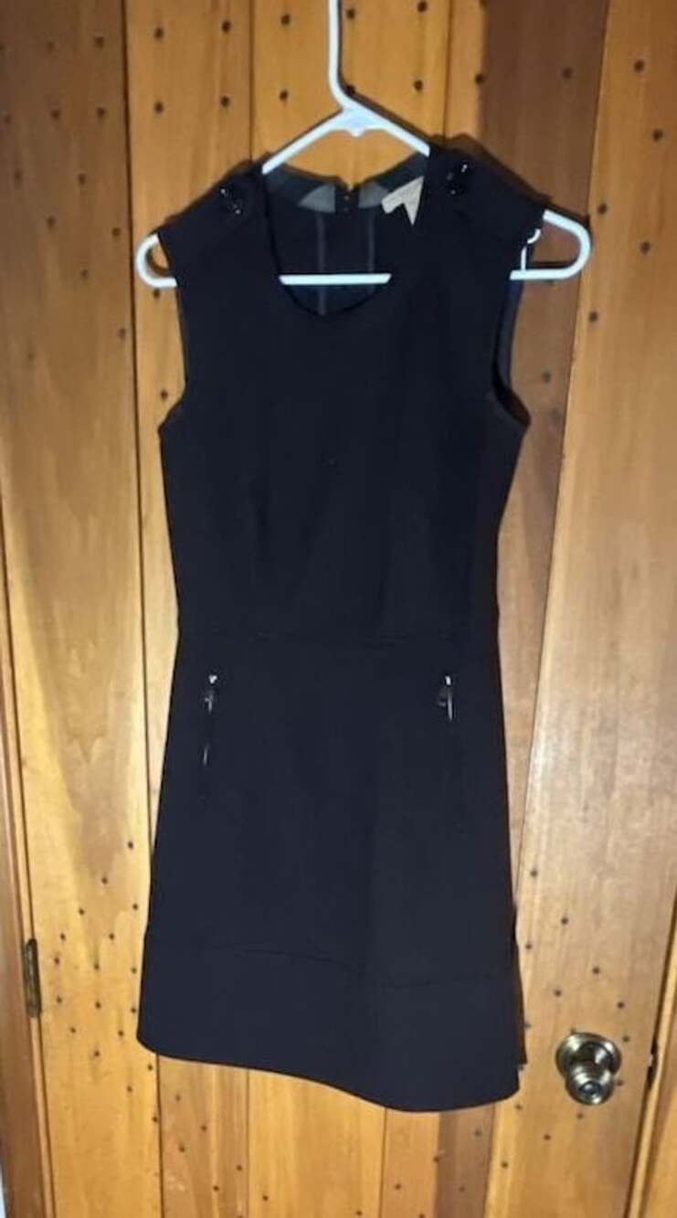 Burberry Brit Black Sleeveless Wool-Blend Fit and Flare Mini Dress with Front Zi